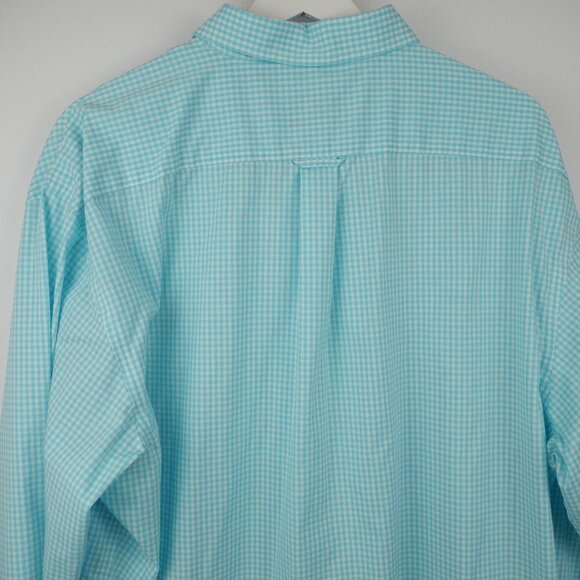 Izod Shirt Mens XL Aqua White Checkered Button Down Long Sleeve Casual Classic - Picture 8 of 16